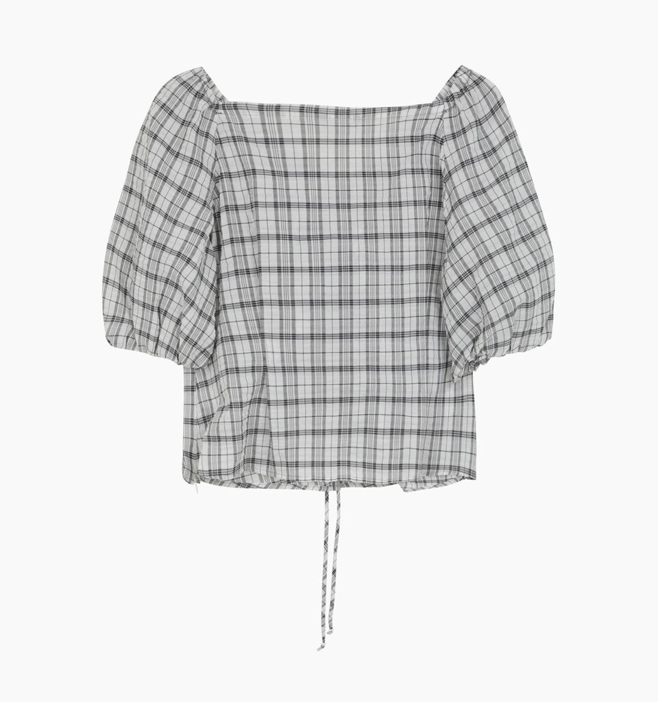 White check blouse with rouching - null - White | Sisley K image number 2